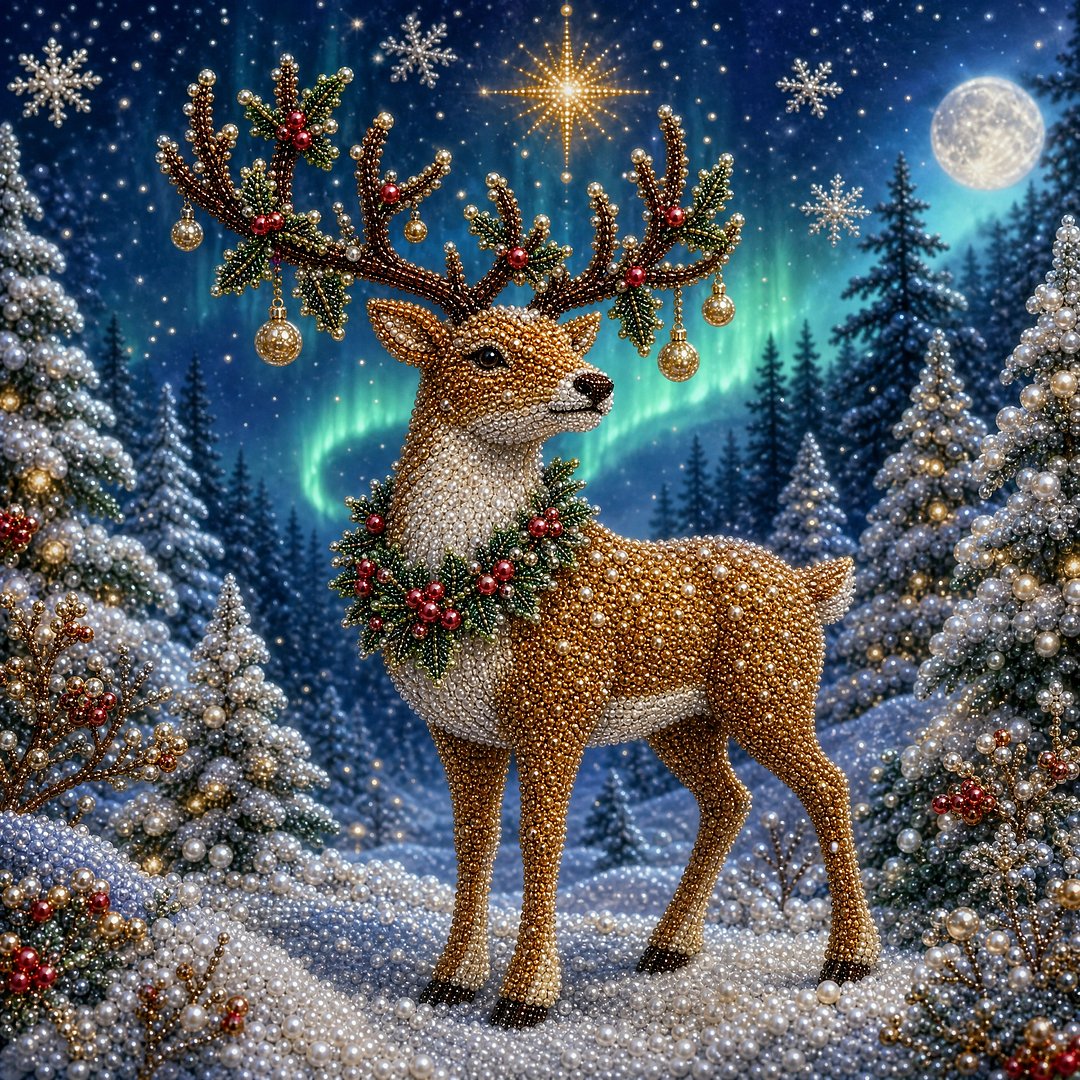 Snowy Deer Pearl Diamond Painting Kit