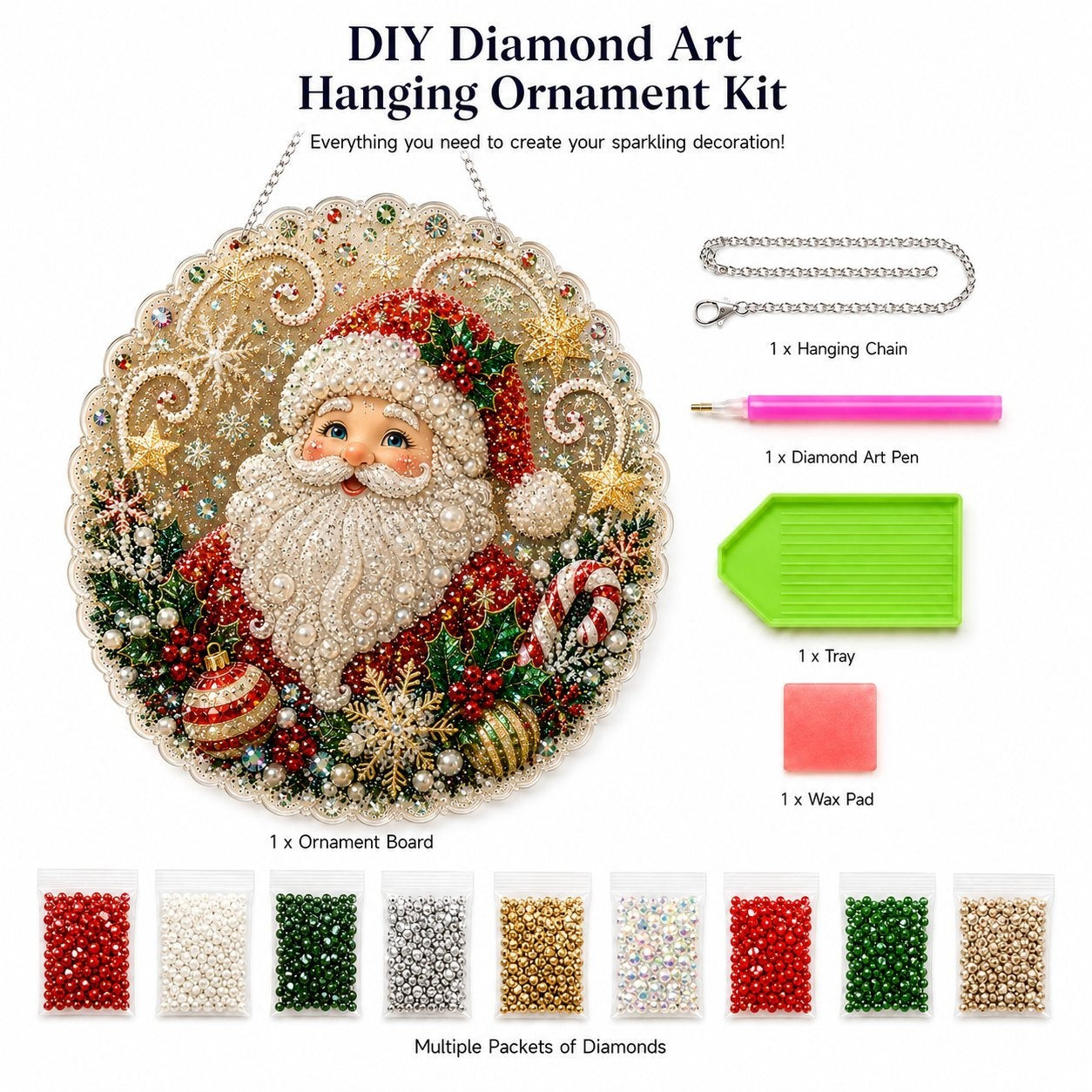 🎅✨Christmas Pearl Diamond Art Hanging Ornament Kit