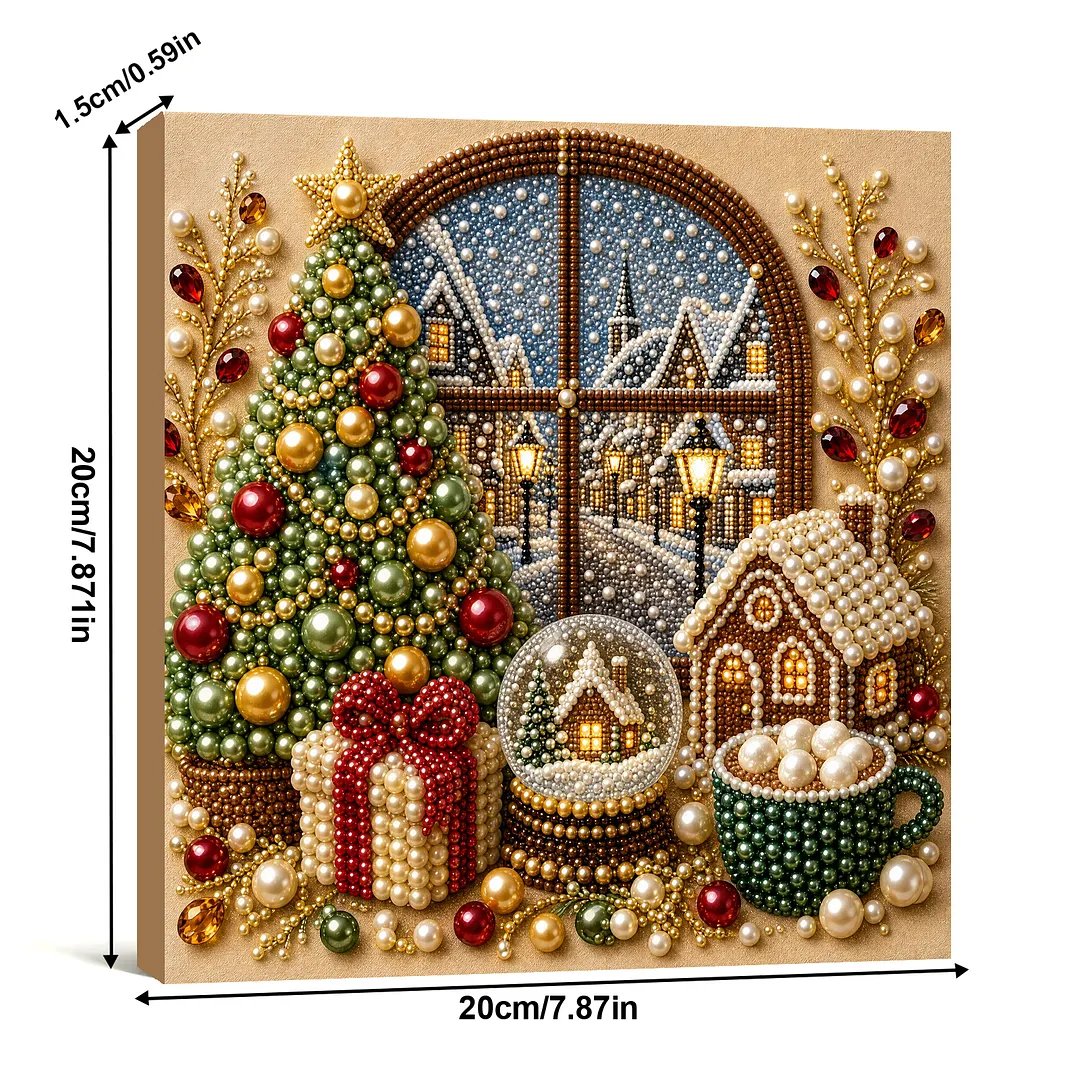 Winter Christmas Scene Pearl Diamond Painting Kit