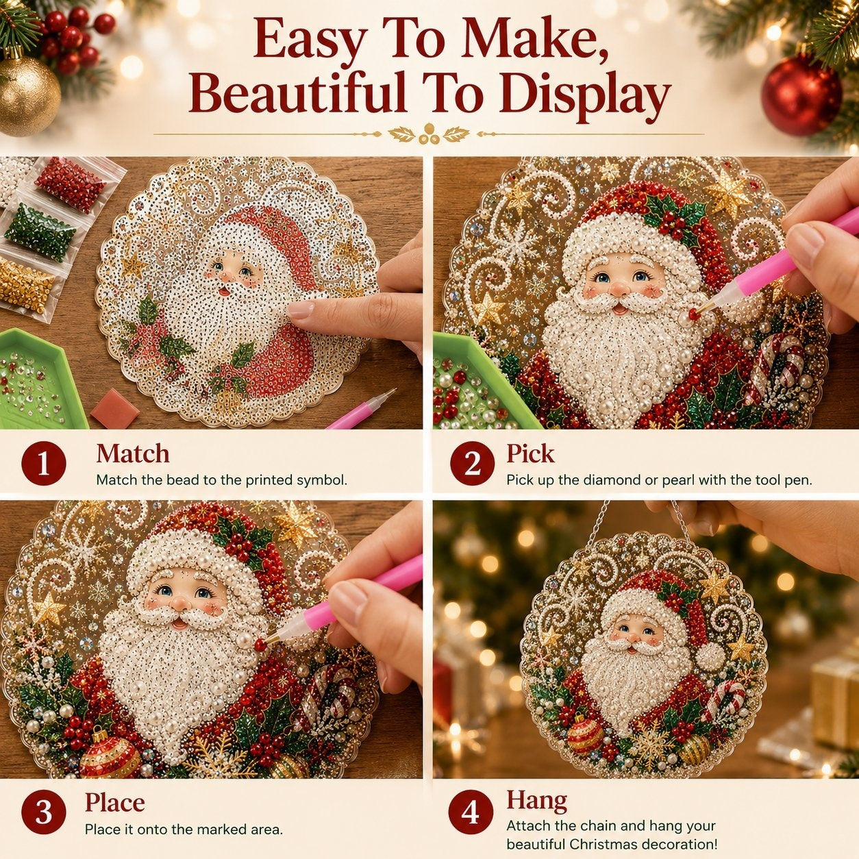 🎅✨Christmas Pearl Diamond Art Hanging Ornament Kit