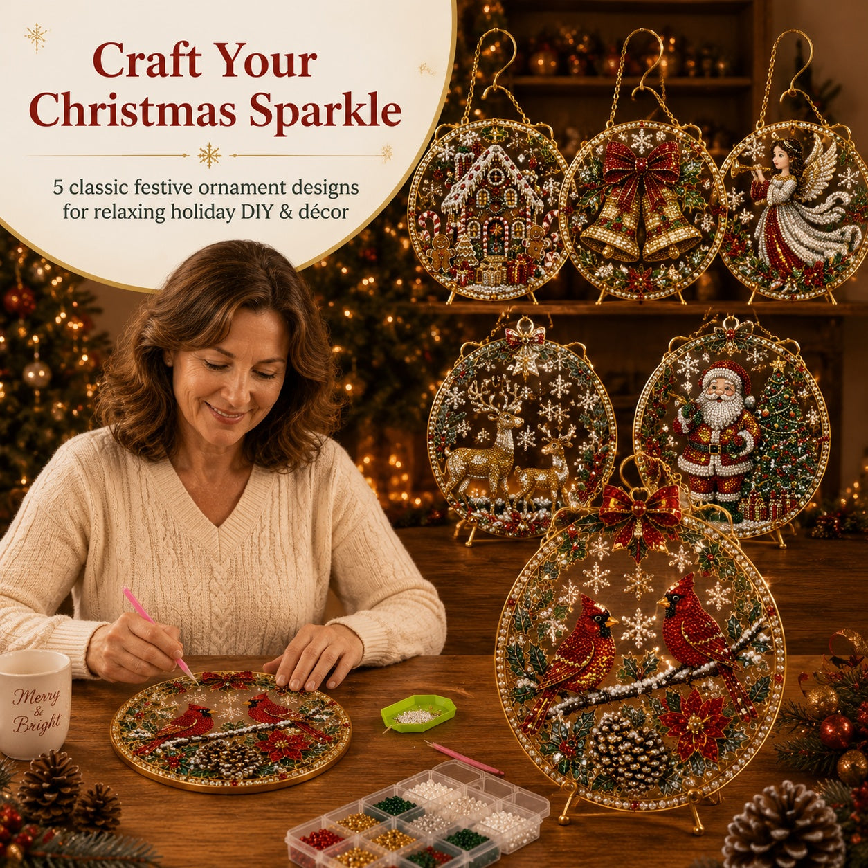 🔥Limited time 70% OFF - 🎅✨Christmas Suncatcher Diamond Art Hanging Ornament Kit – Sparkling DIY Window Ornament