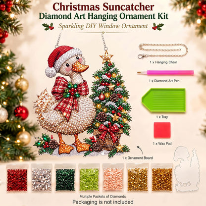 🔥 Limited Time 70% OFF - 🦆🎄 Christmas Duck Diamond Art Ornament Kit – Sparkling DIY Holiday Hanging Decor
