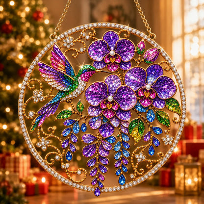 Enchanted Purple Orchids Diamond Art Hanging Ornament Kit