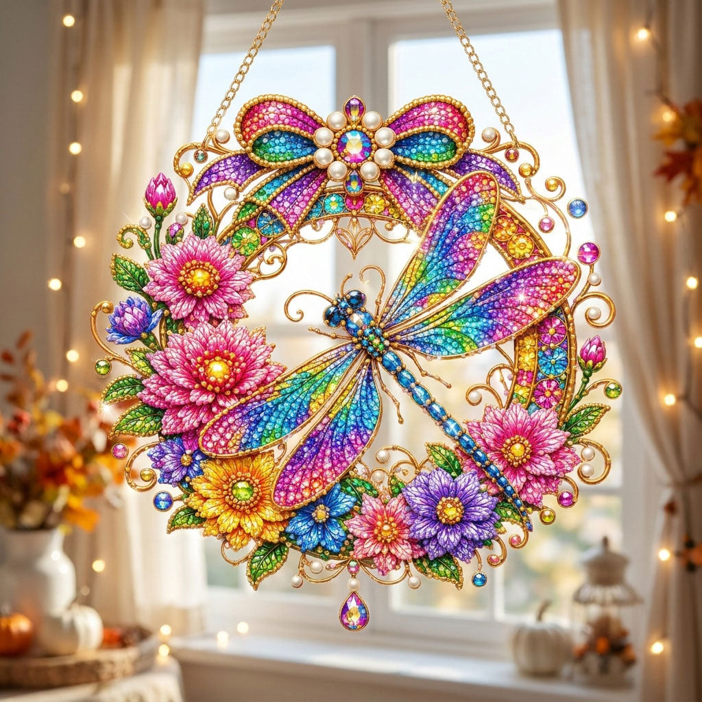 Rainbow Dragonfly Diamond Art Hanging Ornament Kit
