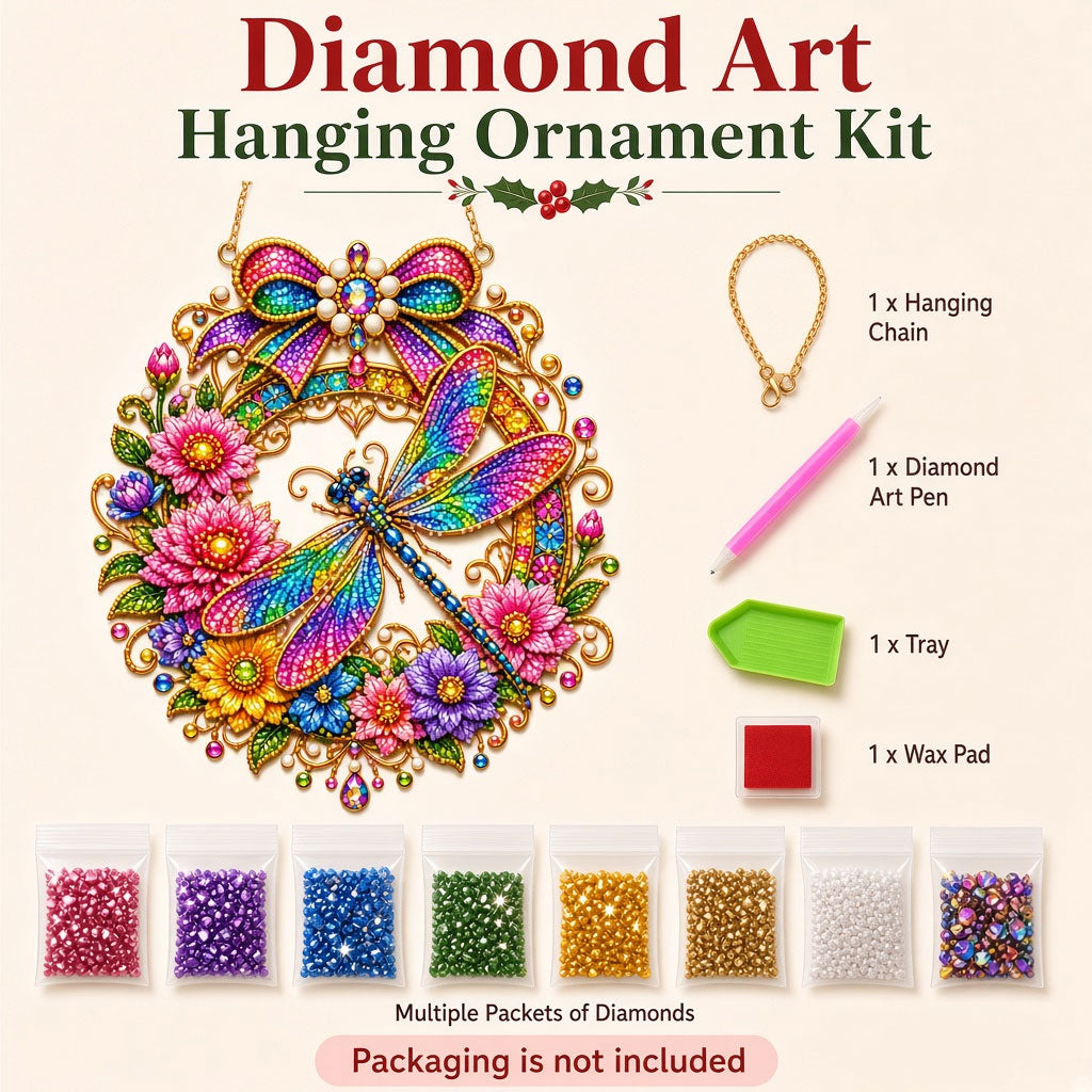 Rainbow Dragonfly Diamond Art Hanging Ornament Kit