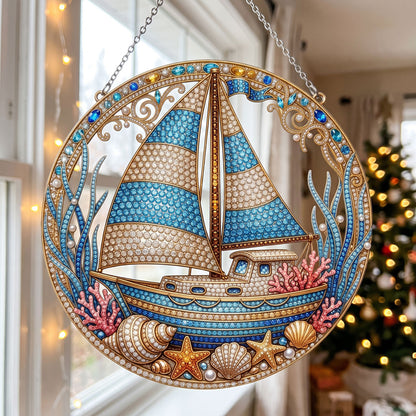 Ocean Sailboat Diamond Art Hanging Ornament Kit
